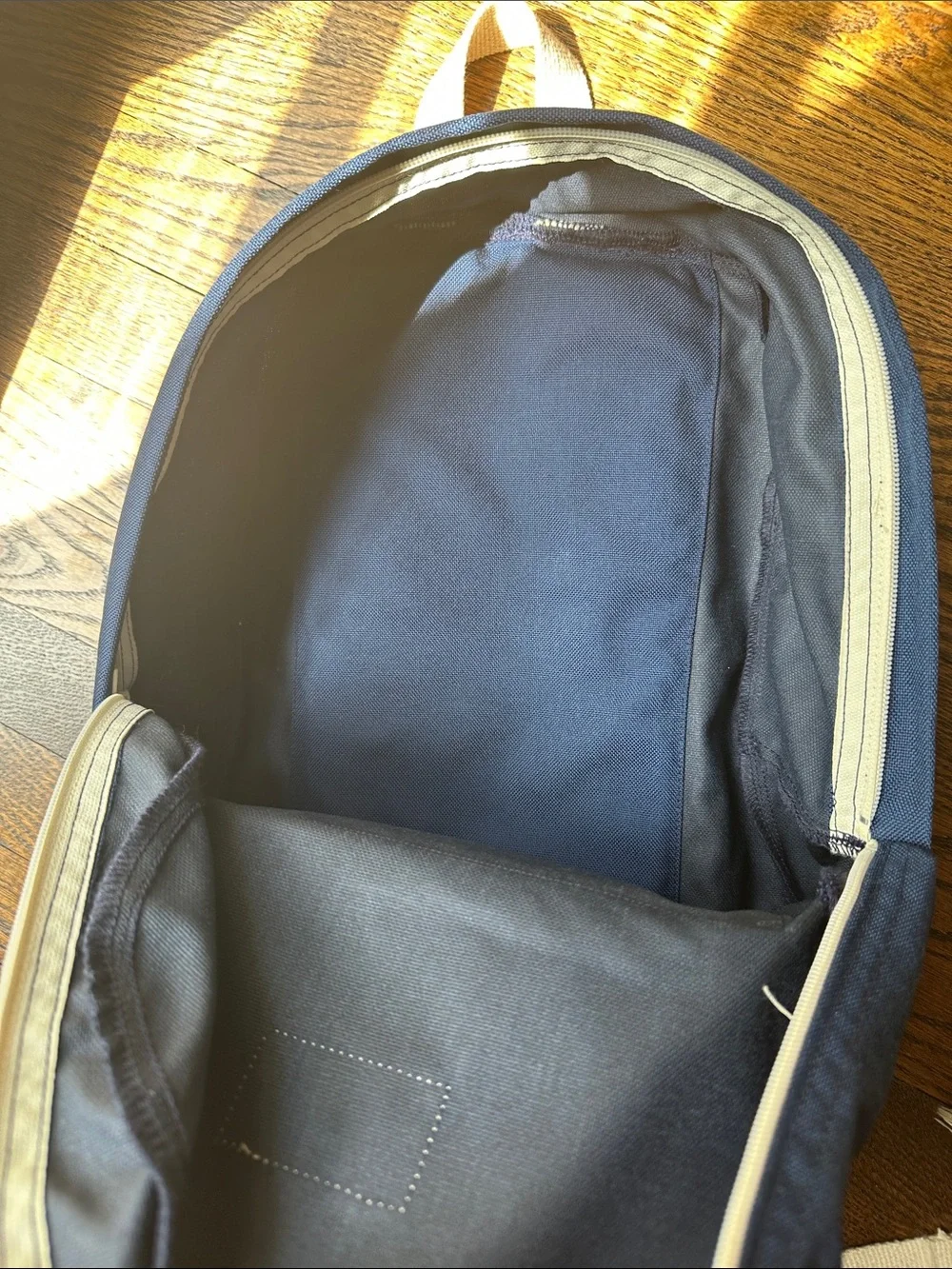HOMAGE Navy Canvas Backpack with Cream Straps